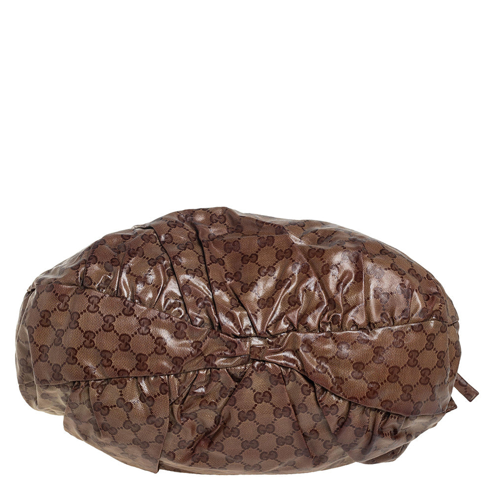 Gucci Beige GG Crystal Canvas Hysteria Hobo