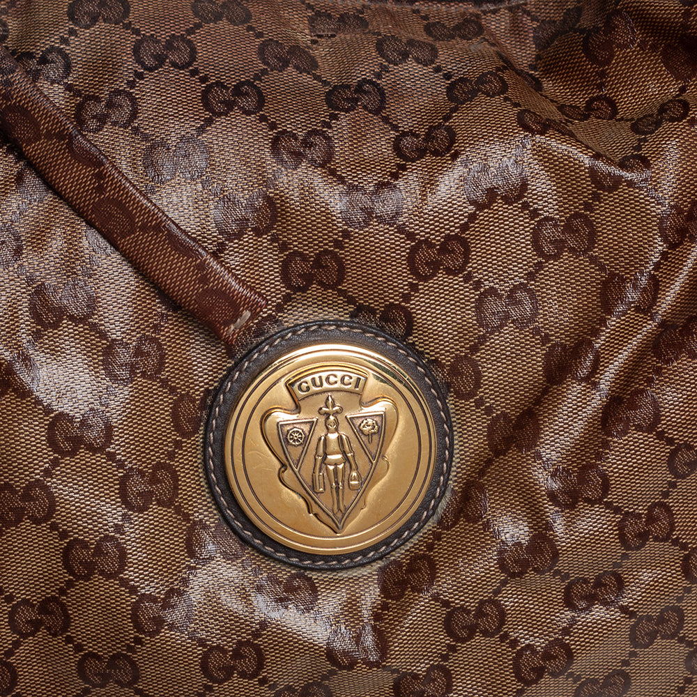 Gucci Beige GG Crystal Canvas Hysteria Hobo