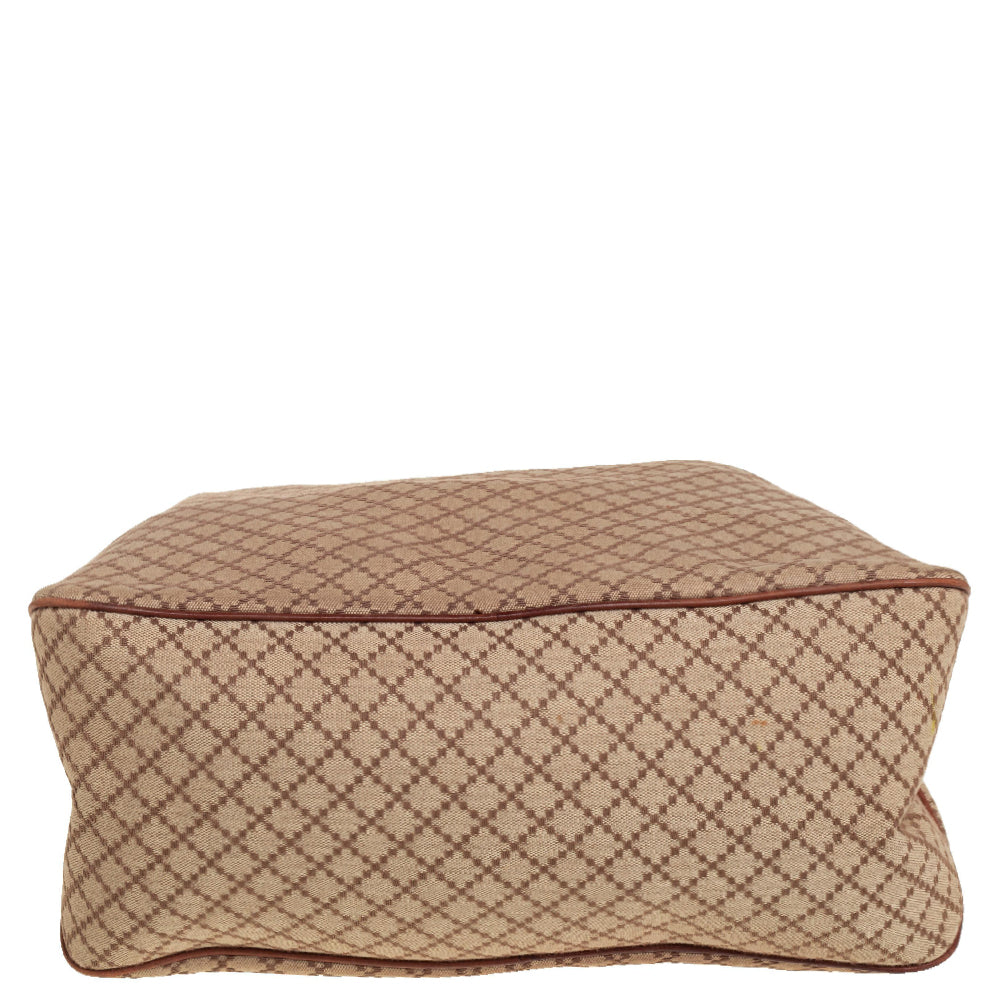 Gucci Beige/Brown Diamante Canvas and Leather Village Double G Hobo
