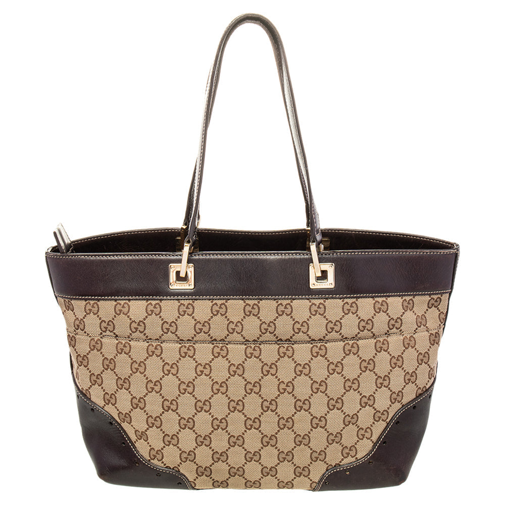 Gucci Beige/Brown GG Canvas and Leather Tote