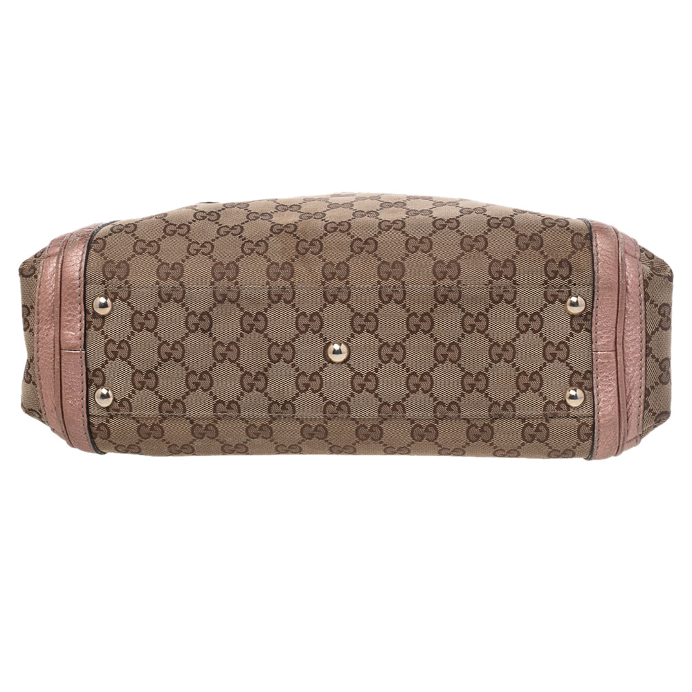 Gucci Beige GG Canvas and Leather Bell Satchel