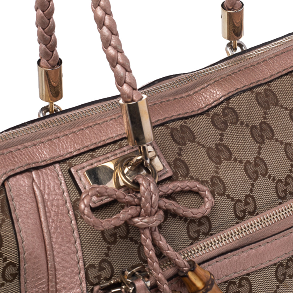Gucci Beige GG Canvas and Leather Bell Satchel