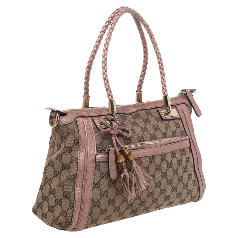 Gucci Beige GG Canvas and Leather Bell Satchel