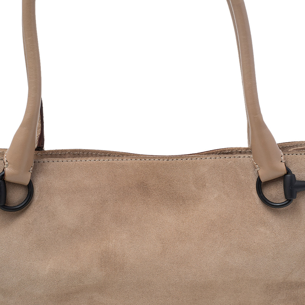 Gucci Beige Suede And Leather Shoulder Bag