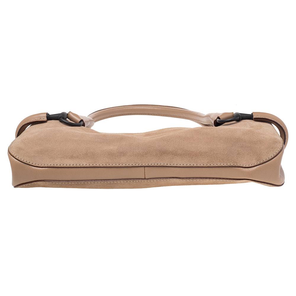 Gucci Beige Suede And Leather Shoulder Bag