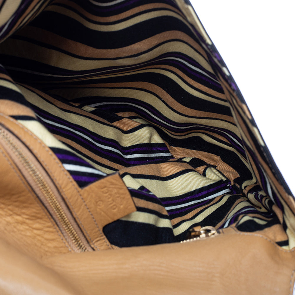 Gucci Beige Leather Medium Britt Tassel Hobo