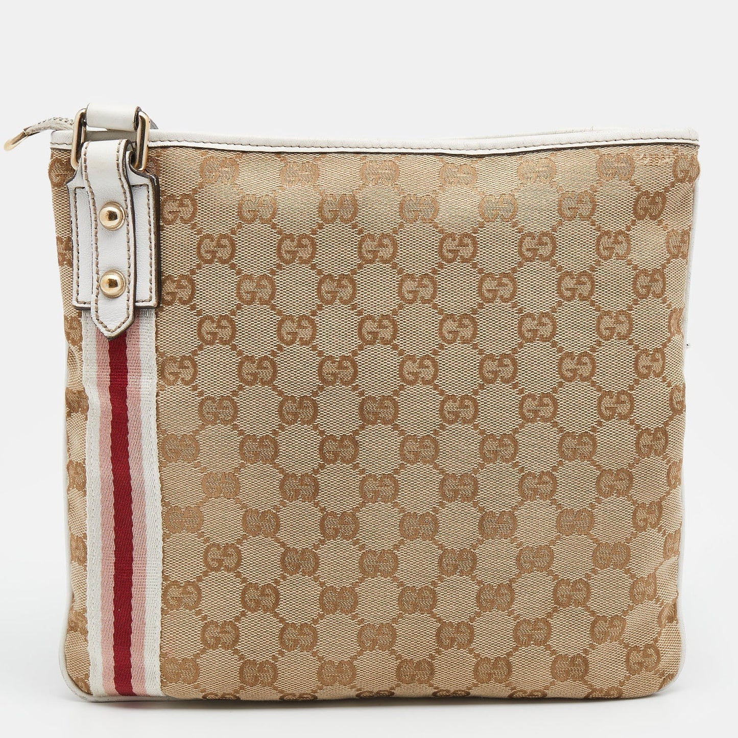 Gucci Beige/White GG Canvas And Leather Web Jolicoeur Charms Shoulder Bag