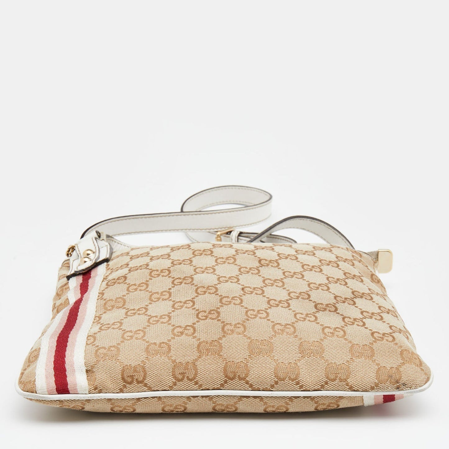 Gucci Beige/White GG Canvas And Leather Web Jolicoeur Charms Shoulder Bag