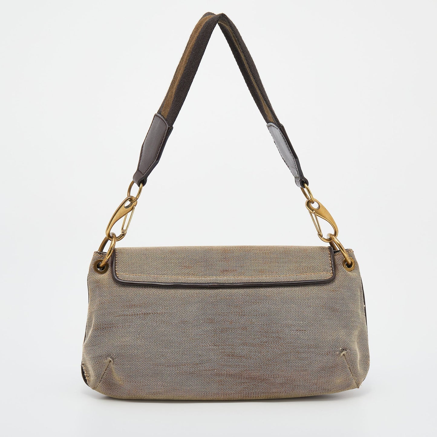 Gucci Beige/Brown Canvas And Leather Flap Shoulder Bag