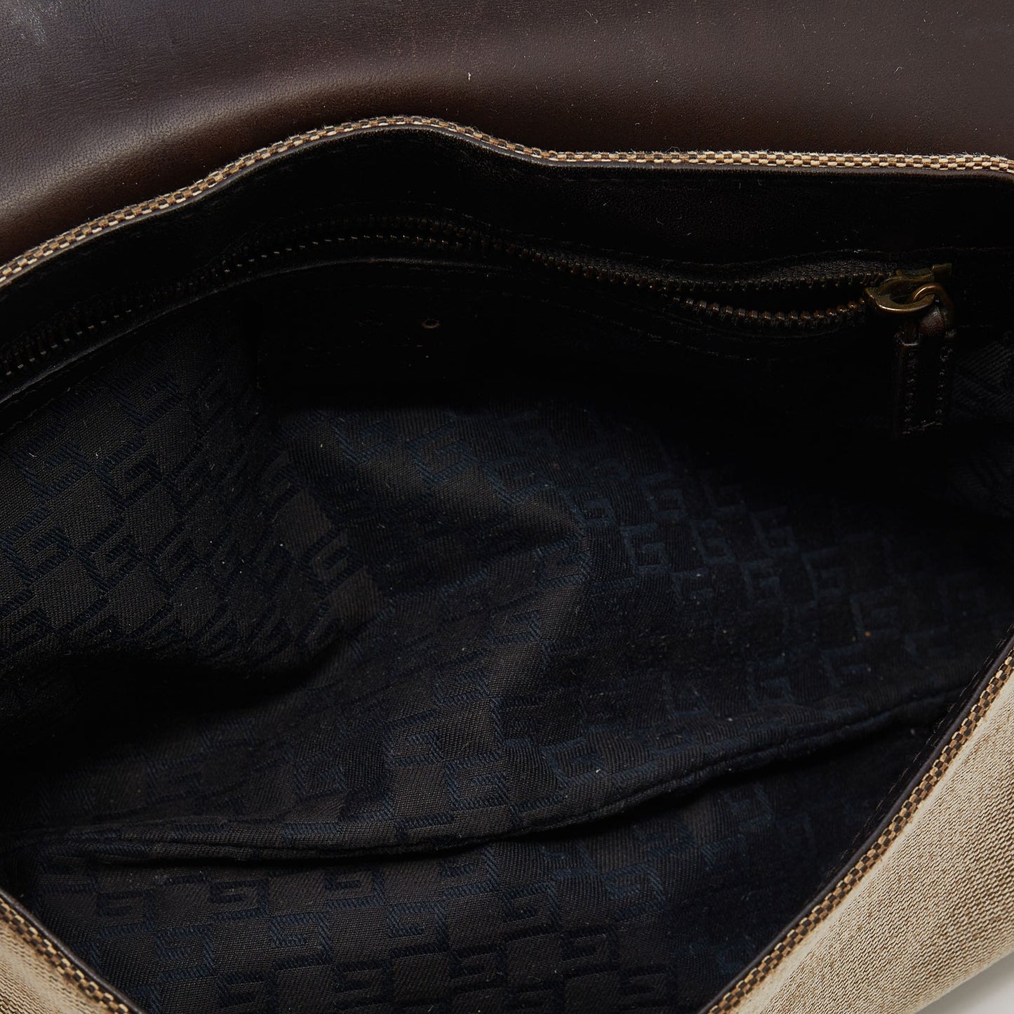 Gucci Beige/Brown Canvas And Leather Flap Shoulder Bag