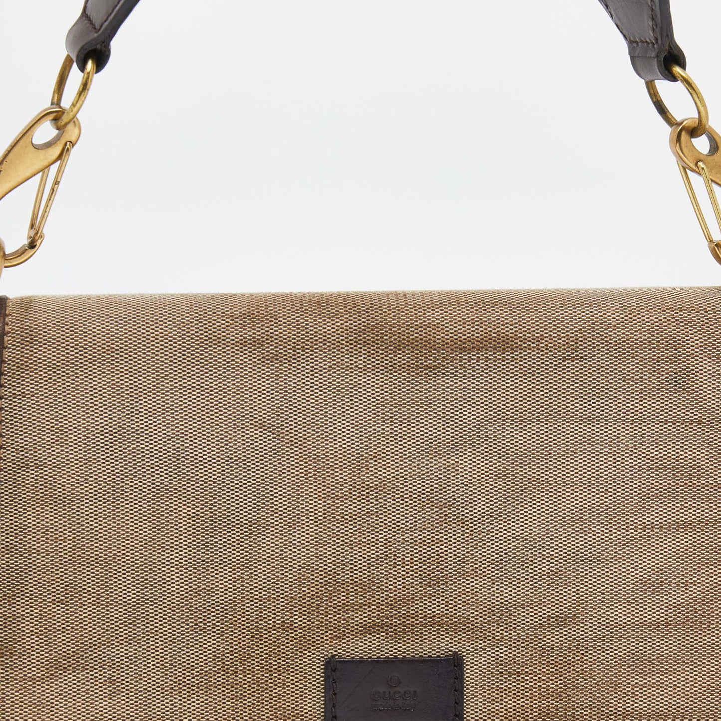 Gucci Beige/Brown Canvas And Leather Flap Shoulder Bag