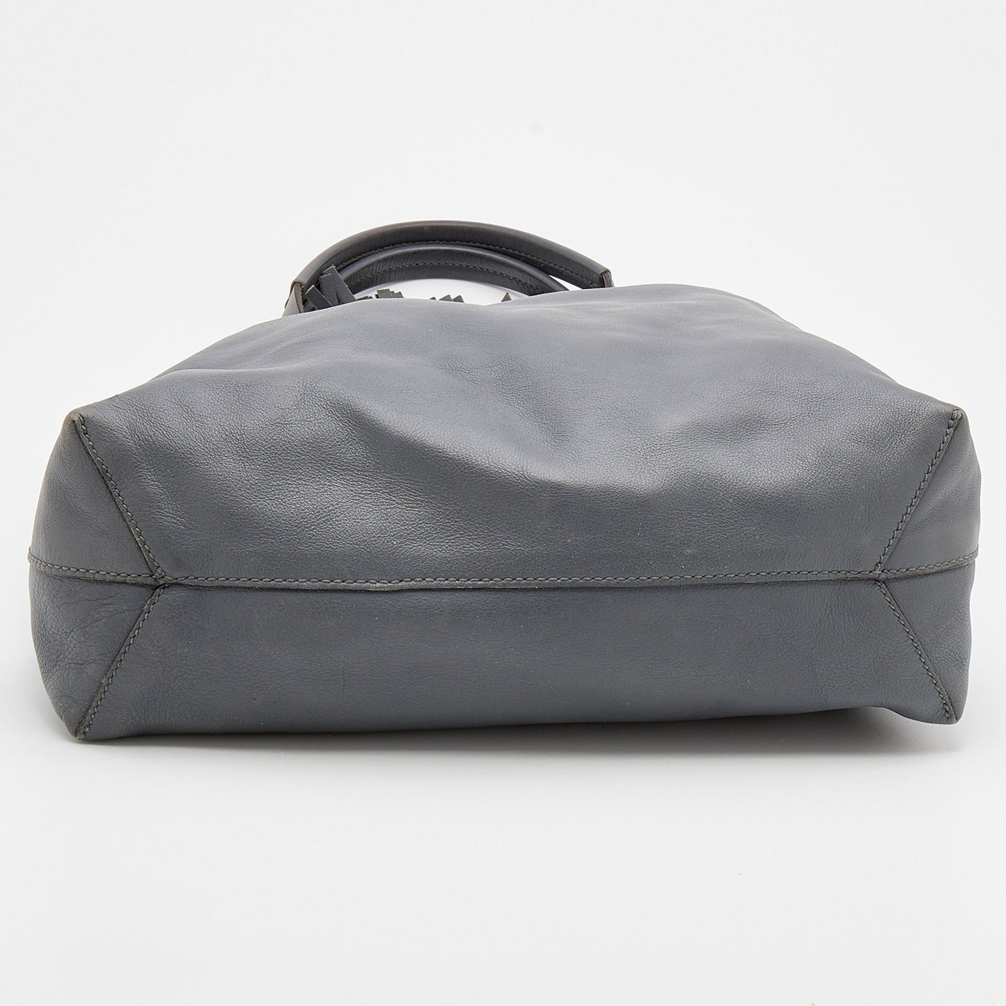 Gucci Ash Grey Leather Tassel Horsebit Tote
