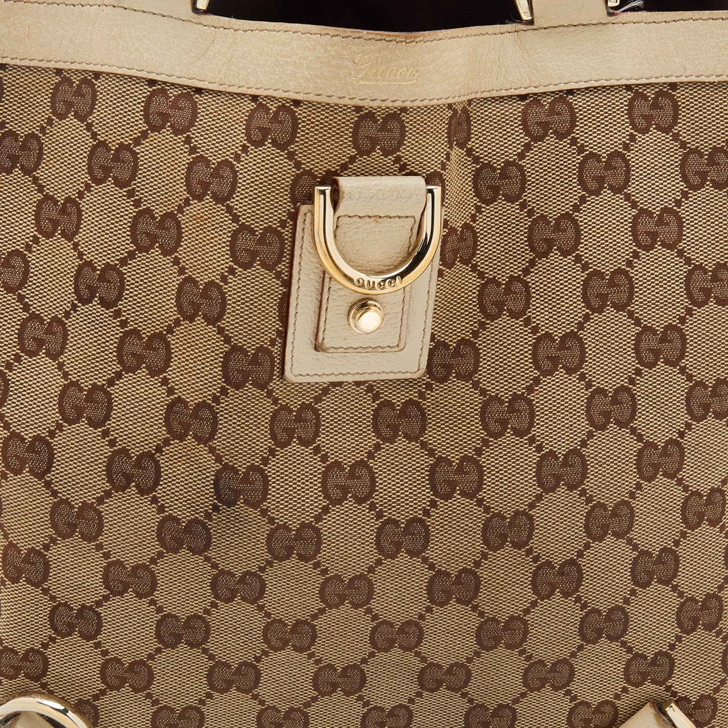 Gucci Beige/Cream GG Canvas And Leather Abbey D-Ring Tote