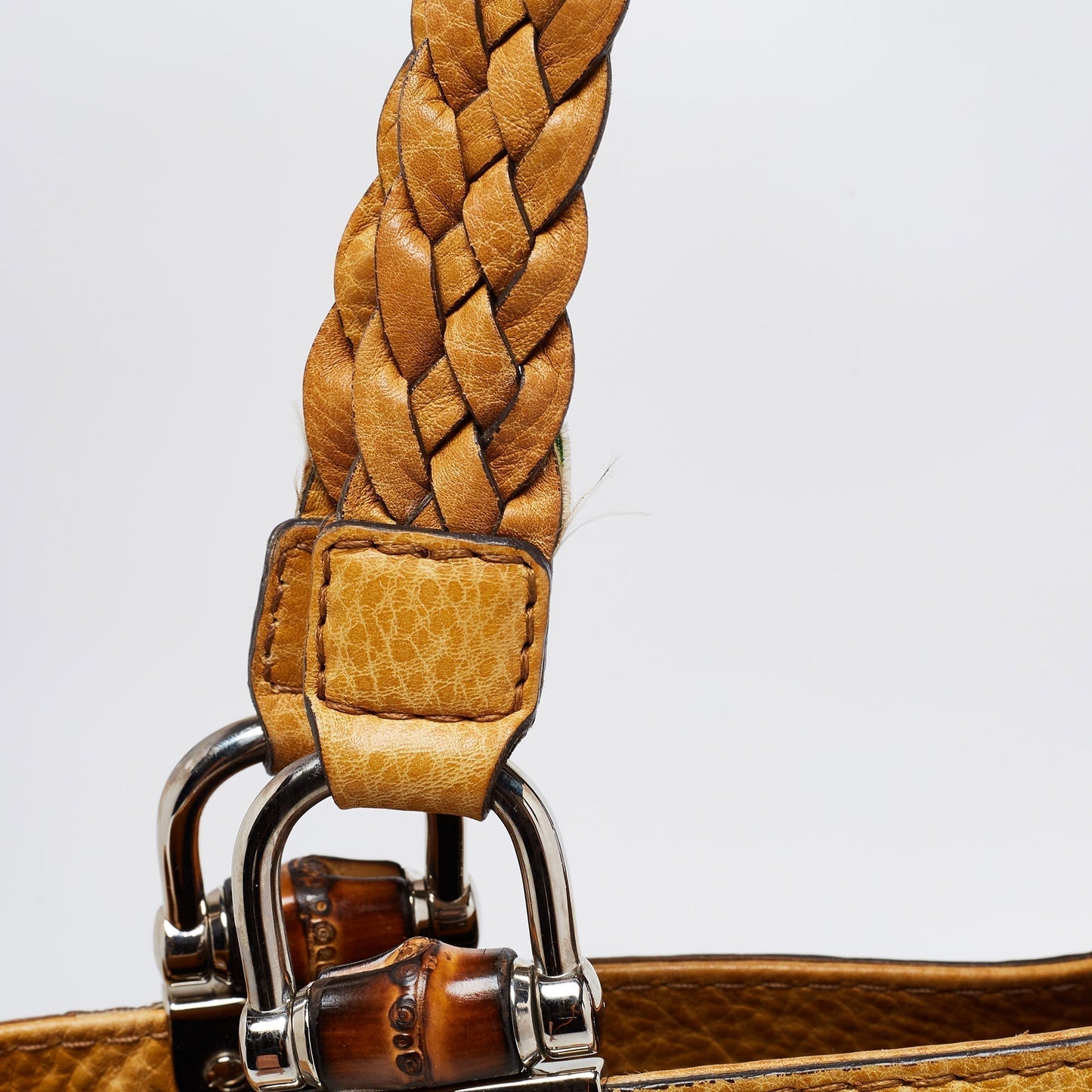Gucci Yellow Guccissima Leather Large Bamboo Bar Tote