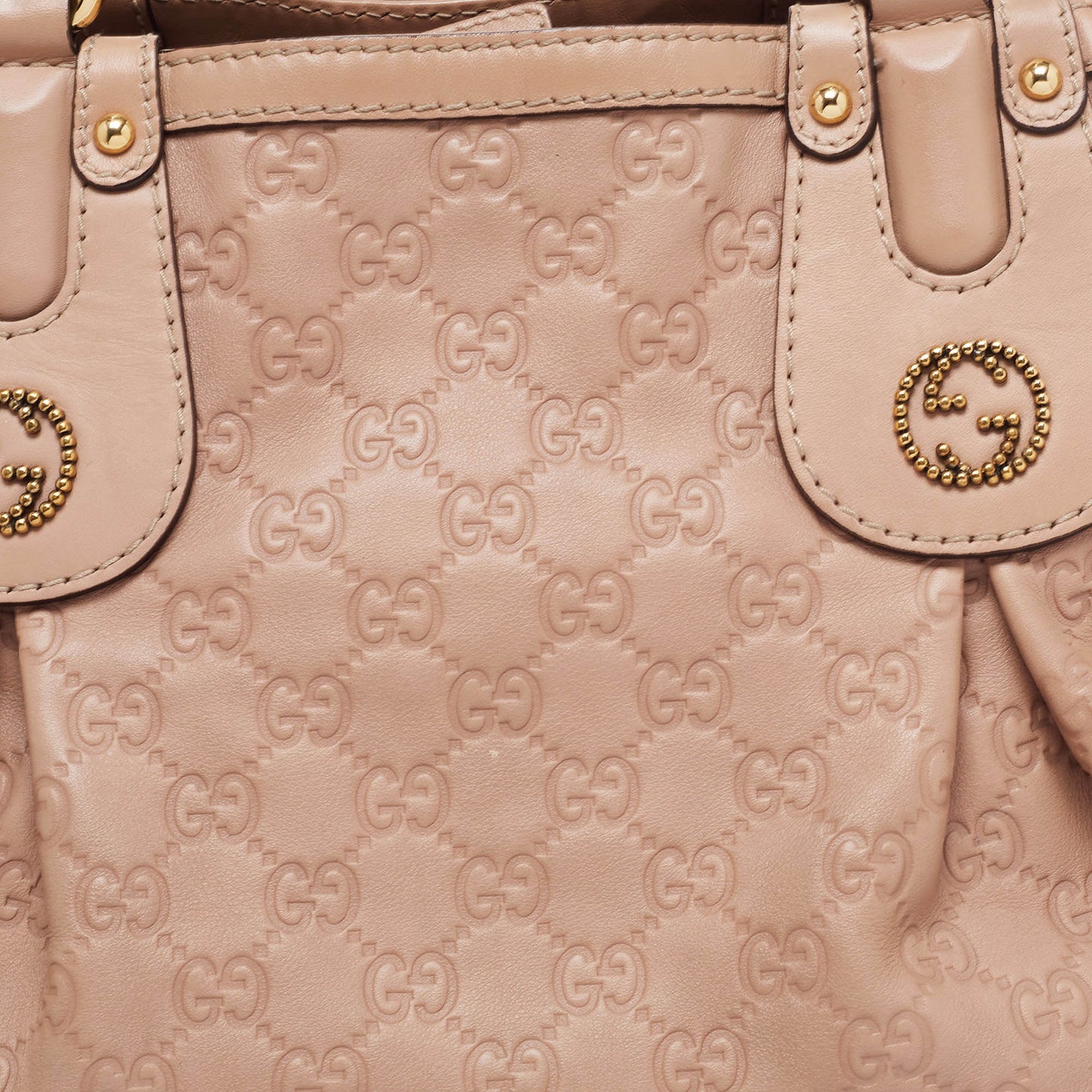 Gucci Beige Guccissima Leather Scarlett Stud Interlocking G Hobo