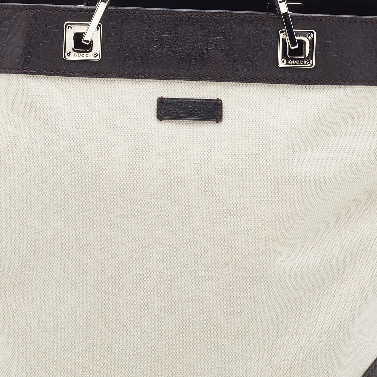 Gucci  Off White/Brown Canvas and Guccissima Leather Tote