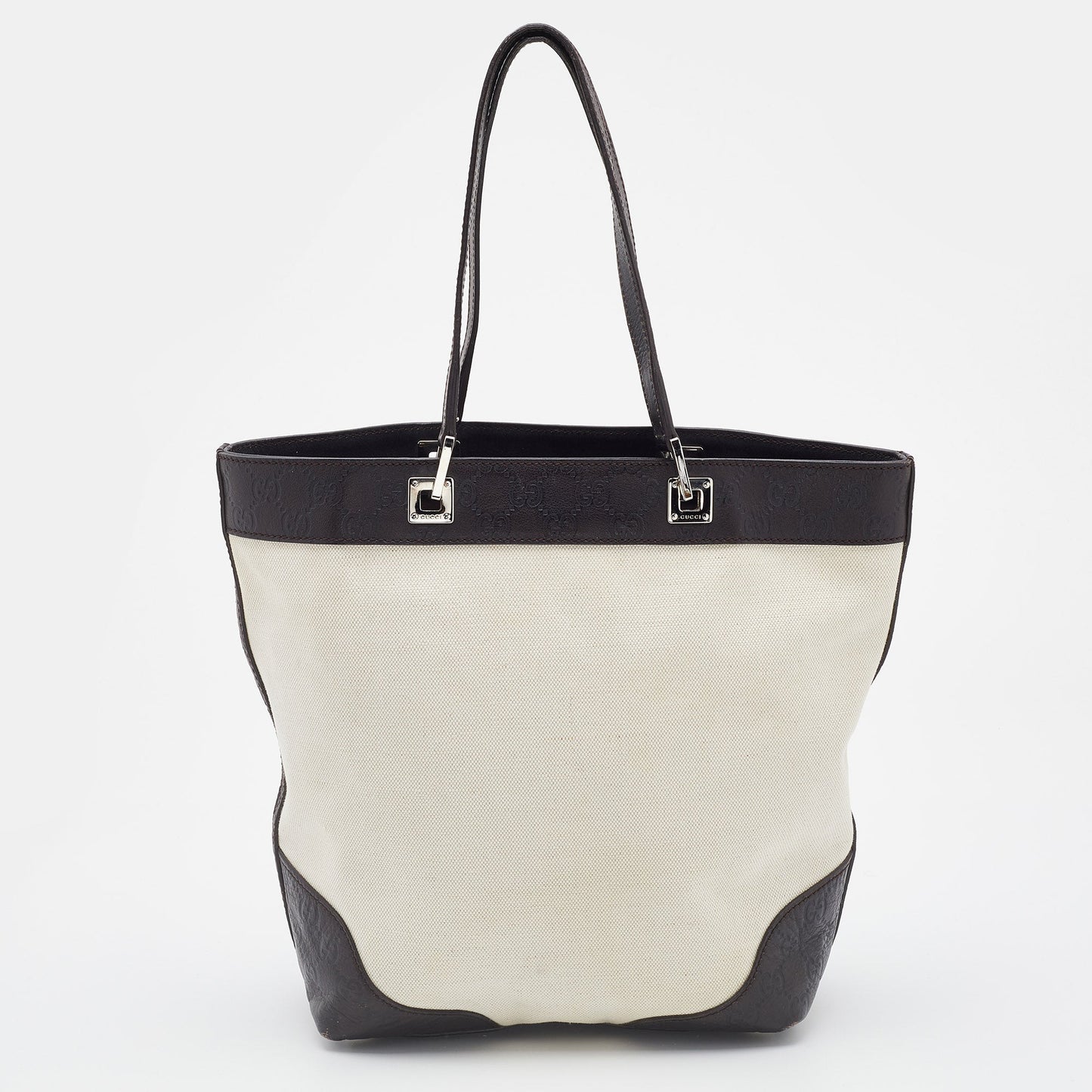 Gucci  Off White/Brown Canvas and Guccissima Leather Tote