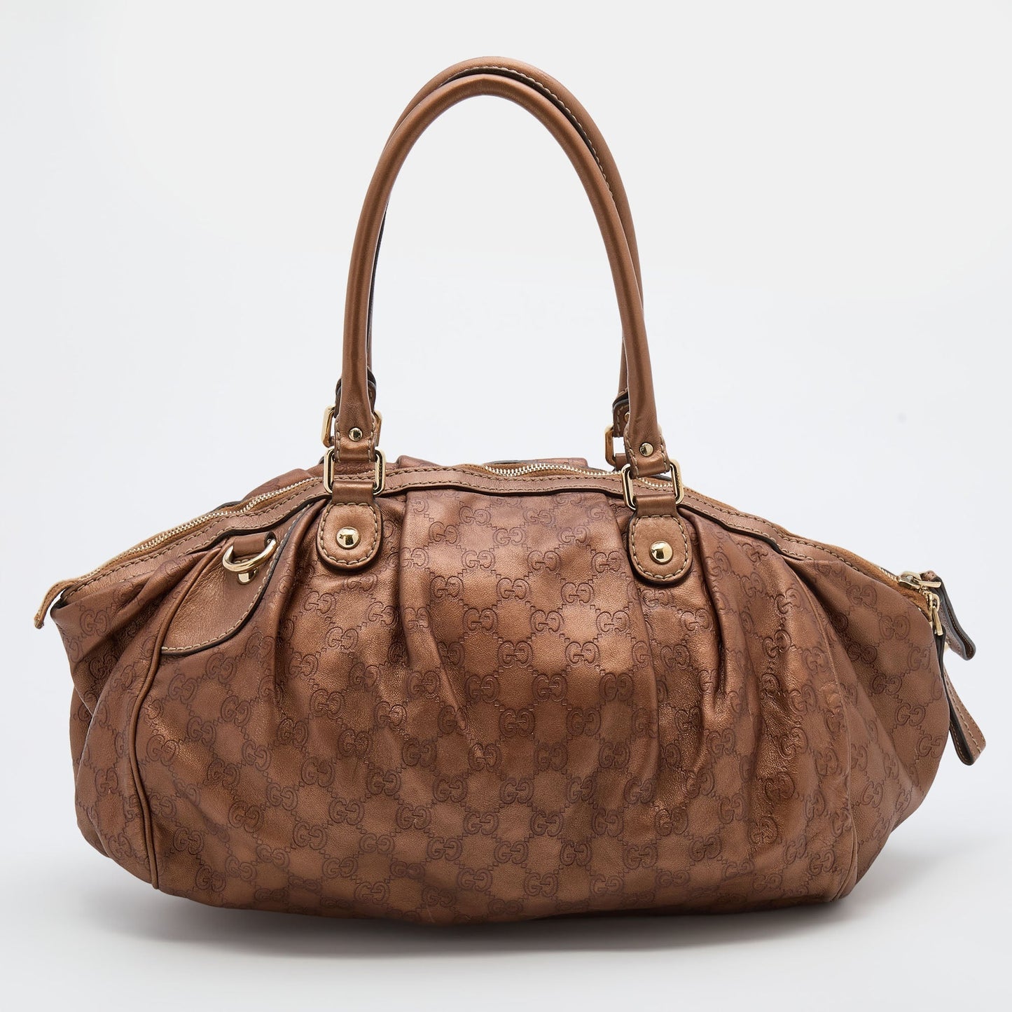 Gucci Bronze Guccissima Leather Medium Sukey Satchel