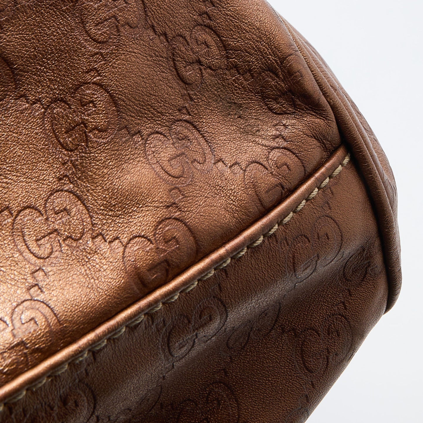 Gucci Bronze Guccissima Leather Medium Sukey Satchel