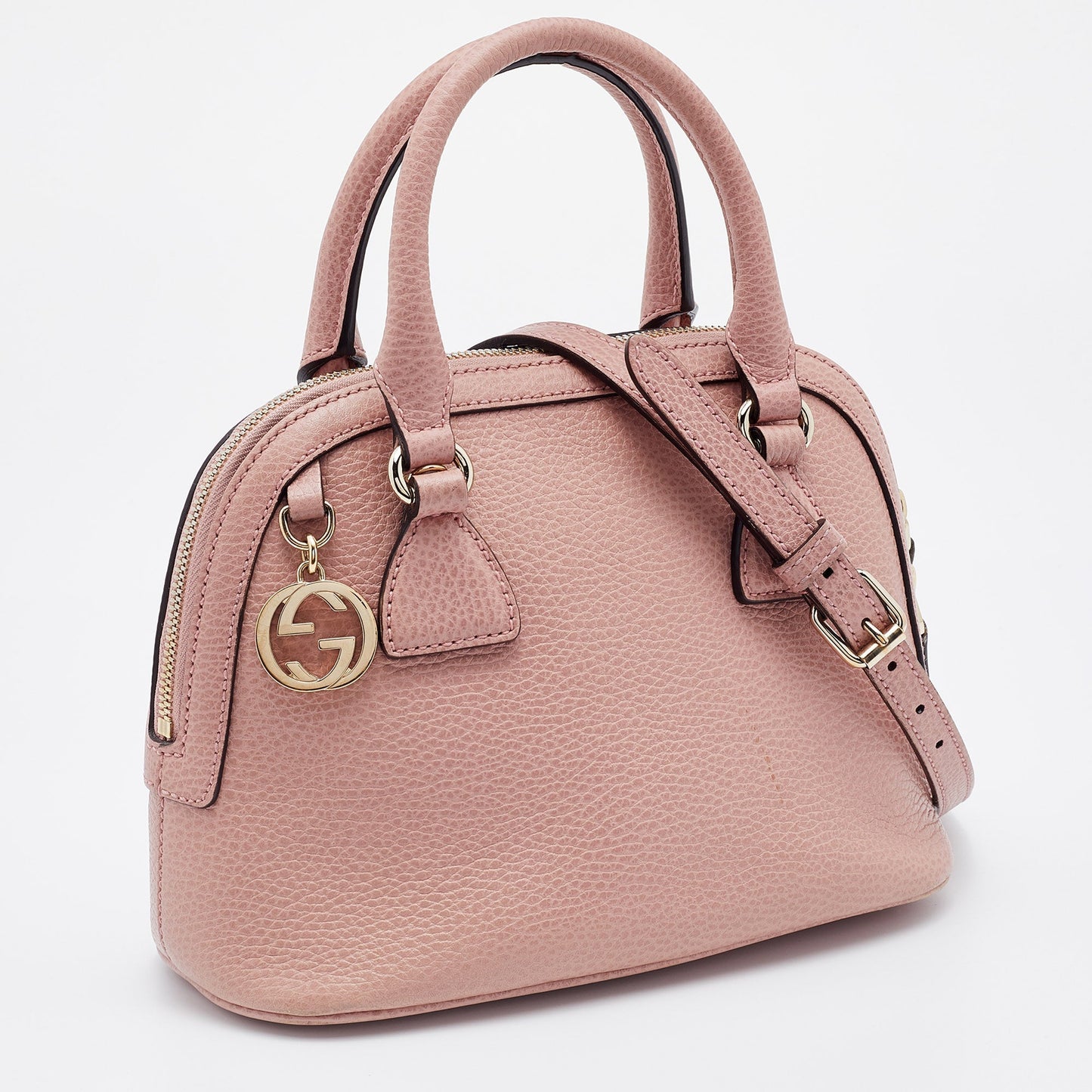Gucci Light Pink Leather Dollar Small GG Charm Dome Bag