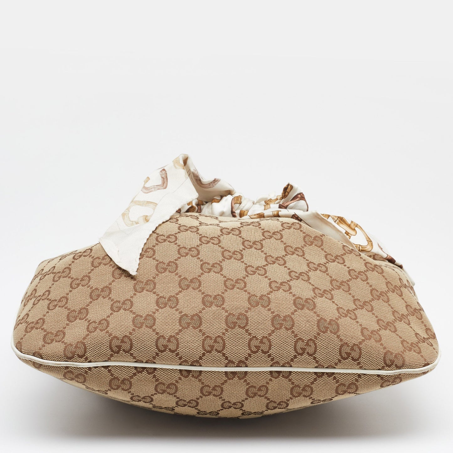 Gucci Beige/White GG Canvas and Leather Positano Scarf Hobo