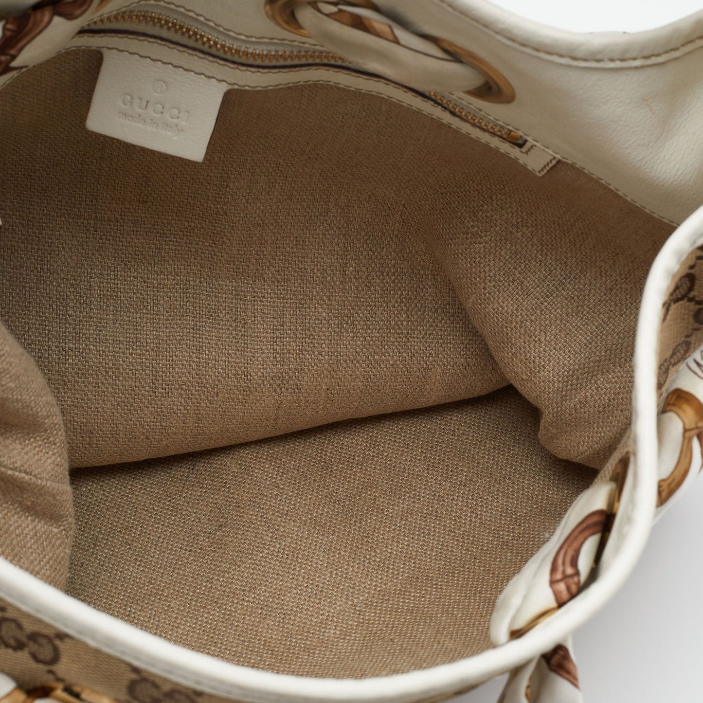 Gucci Beige/White GG Canvas and Leather Positano Scarf Hobo