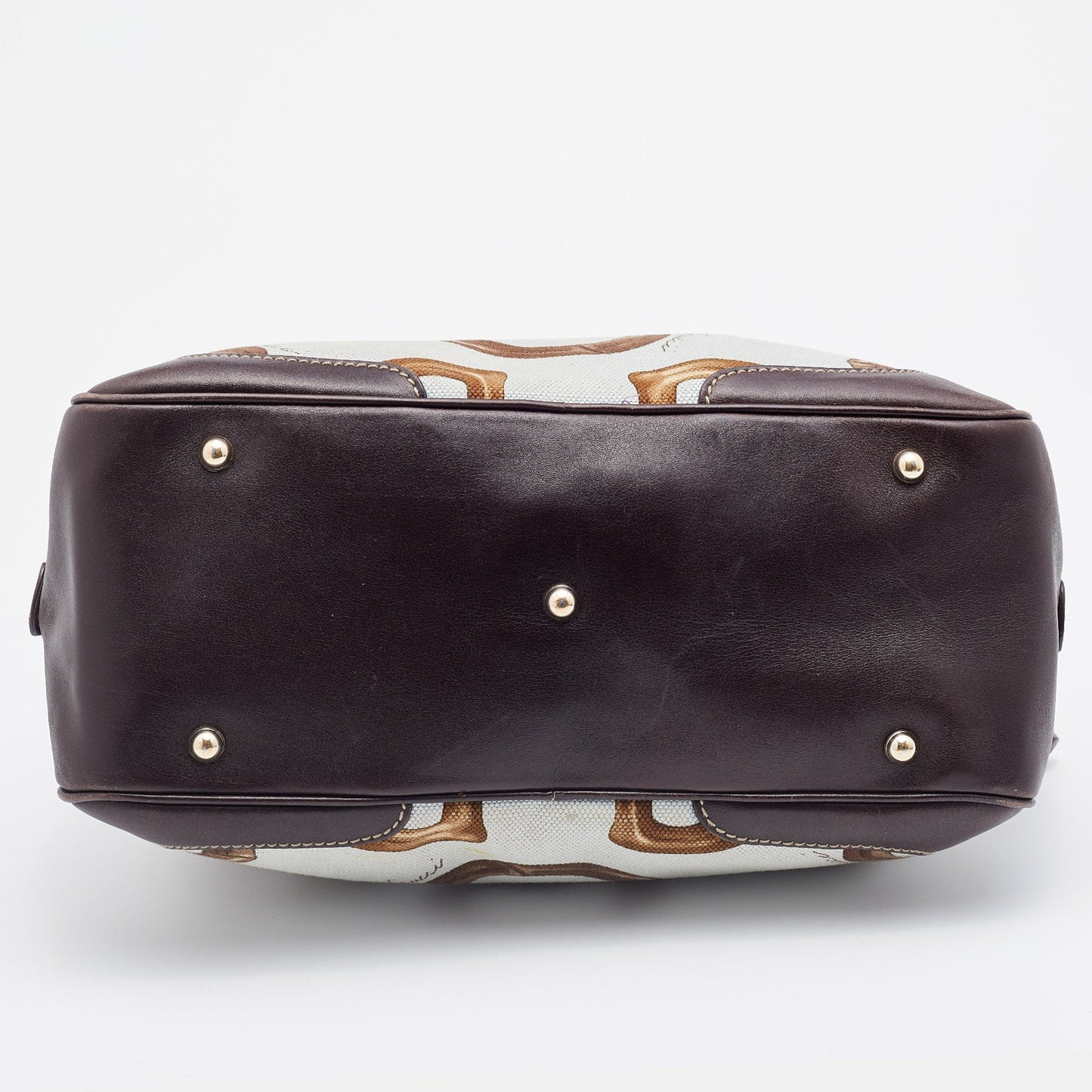 Gucci Multicolor Horsebit Print Canvas and Leather Bamboo Boston Bag