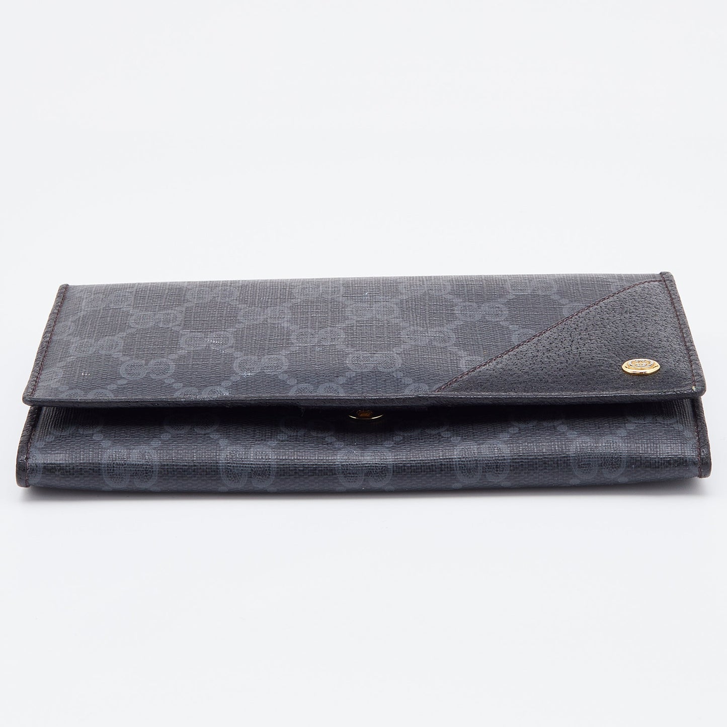 Gucci Black GG Supreme Canvas and Leather Flap Continental Wallet