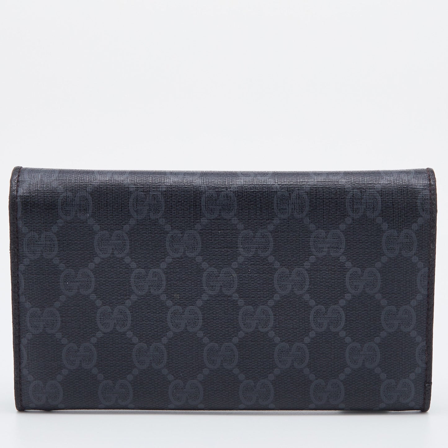 Gucci Black GG Supreme Canvas and Leather Flap Continental Wallet