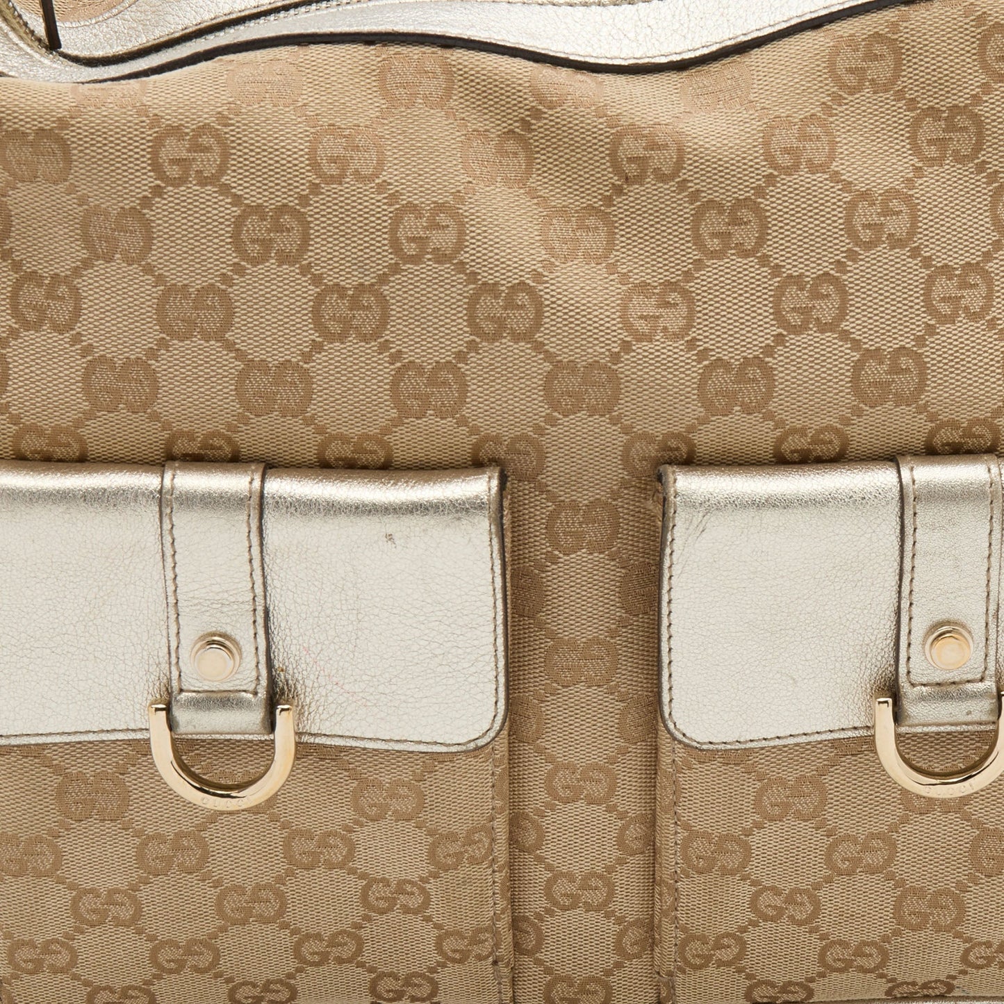 Gucci Beige/Gold GG Canvas and Leather Abbey D-Ring Hobo