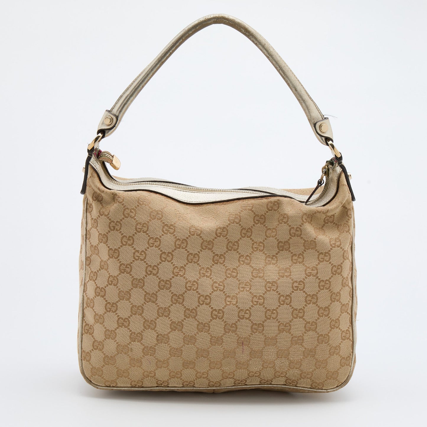 Gucci Beige/Gold GG Canvas and Leather Abbey D-Ring Hobo