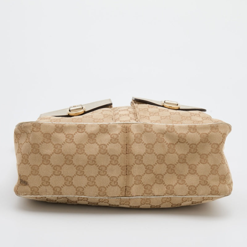 Gucci Beige/Gold GG Canvas and Leather Abbey D-Ring Hobo