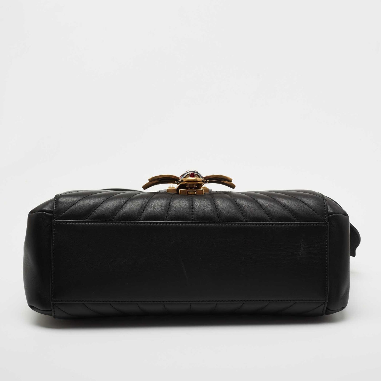 Gucci Black Quilted Leather Medium Queen Margaret Bamboo Top Handle Bag