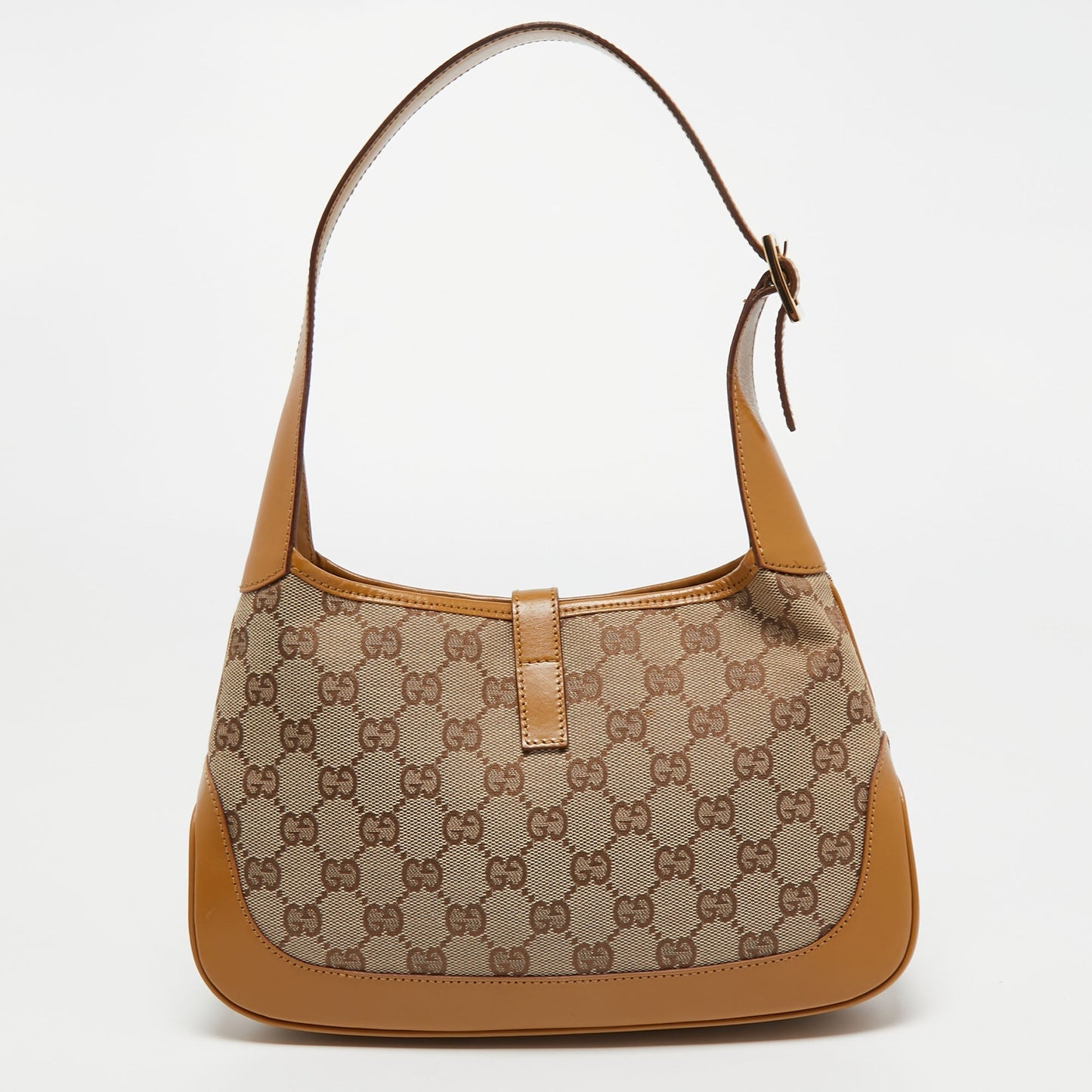 Gucci Beige/Brown GG Canvas and Leather Small Jackie Hobo