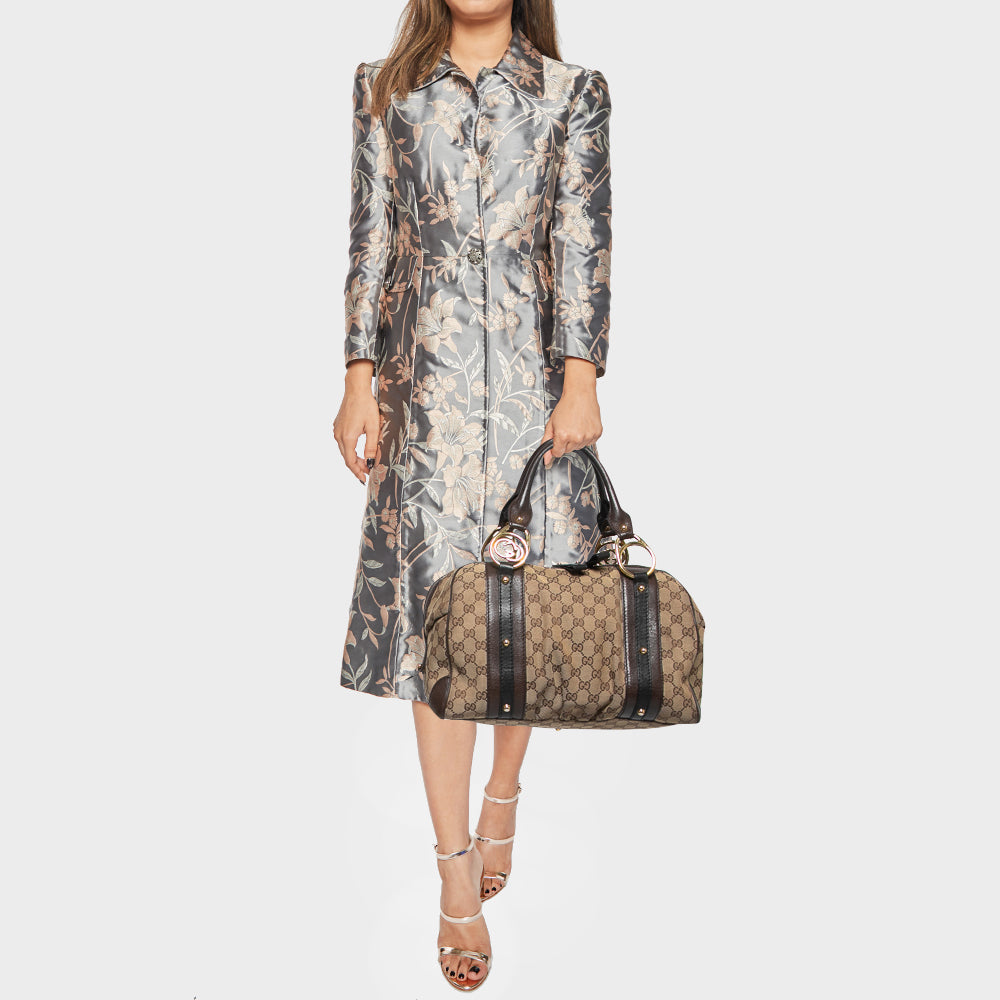 Gucci Beige/Brown Canvas and Leather Interlocking Boston Bag