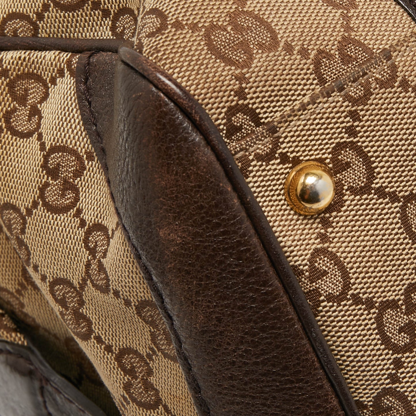 Gucci Beige/Brown Canvas and Leather Interlocking Boston Bag