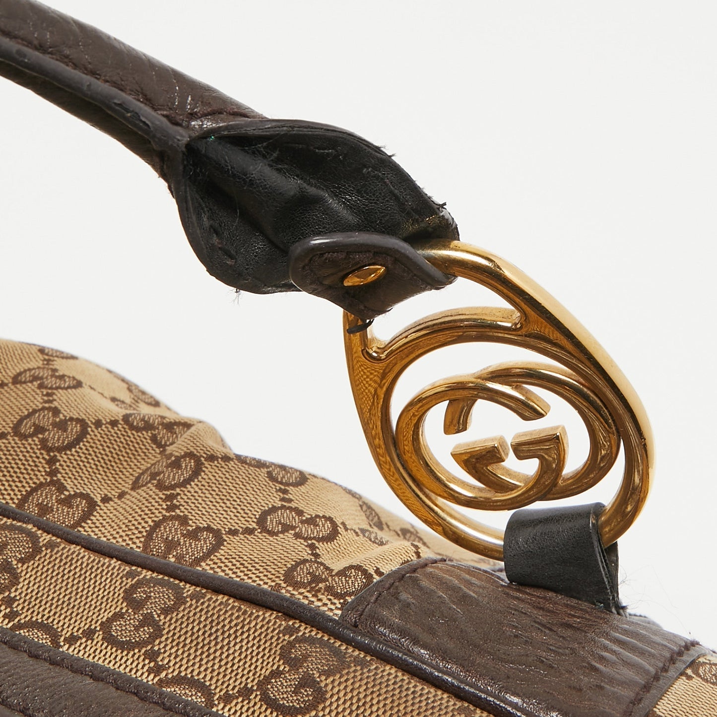 Gucci Beige/Brown Canvas and Leather Interlocking Boston Bag