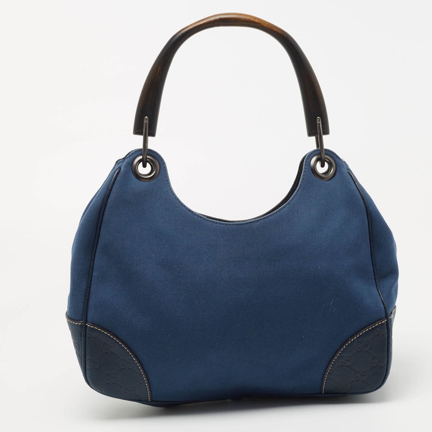Gucci Blue Guccissima Leather and Canvas Hobo