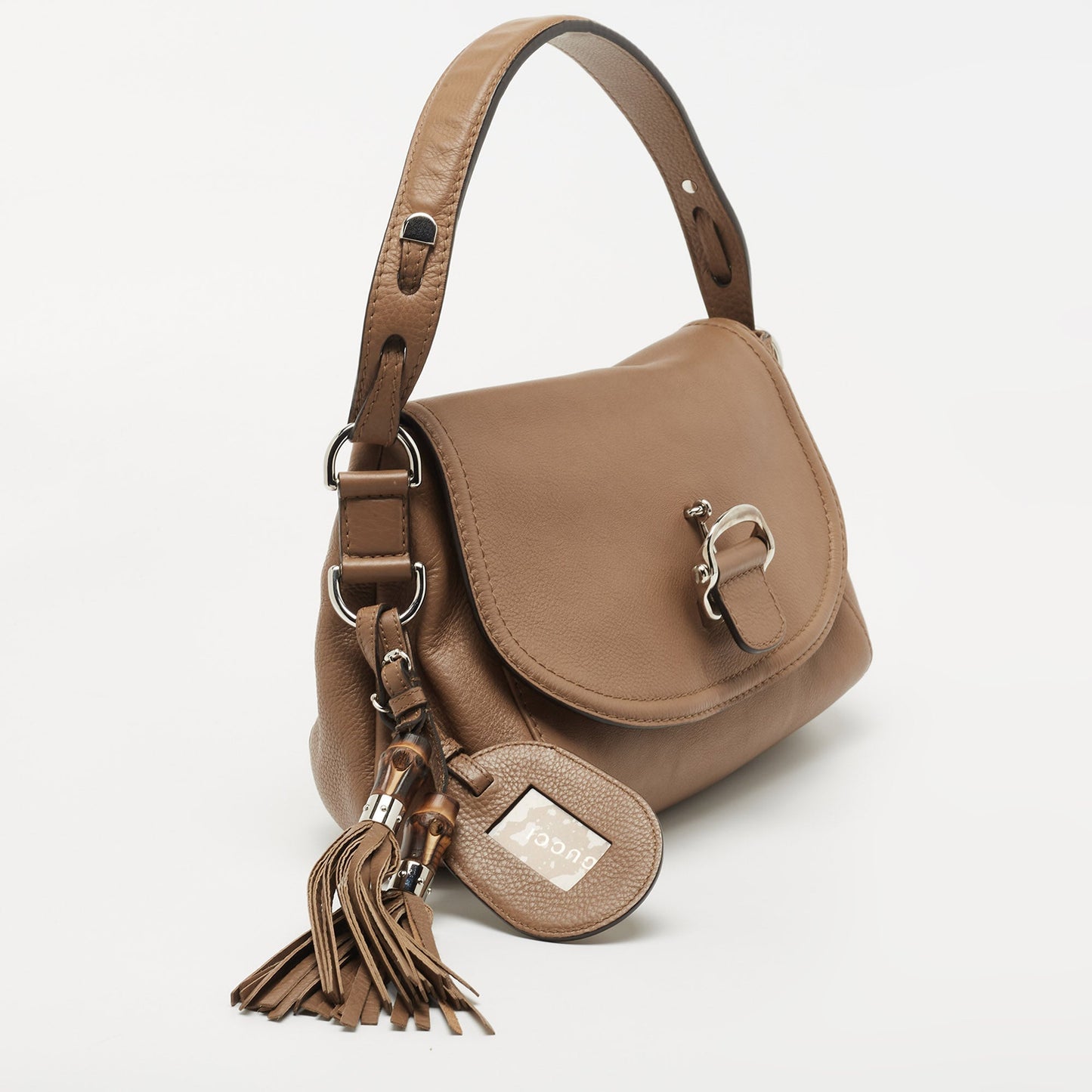 Gucci Brown Leather Techno Horsebit Flap Hobo