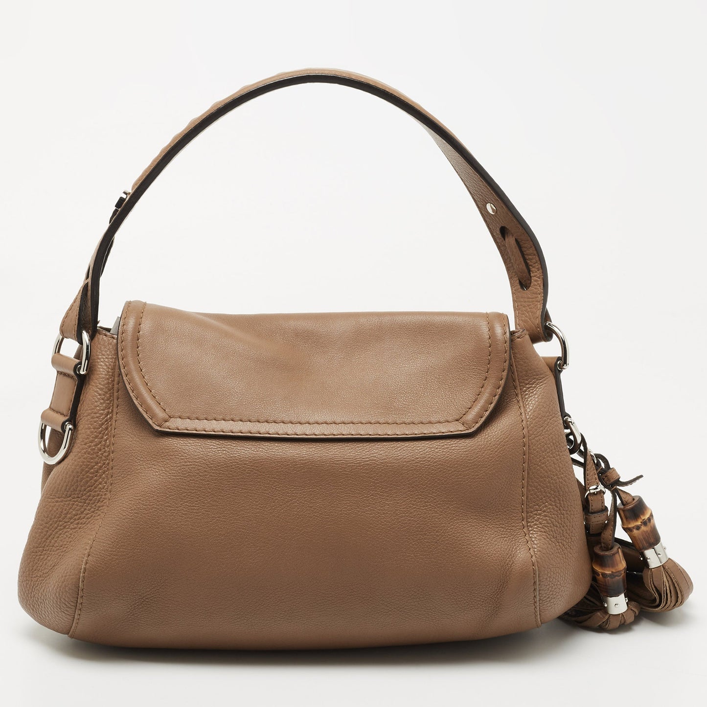 Gucci Brown Leather Techno Horsebit Flap Hobo