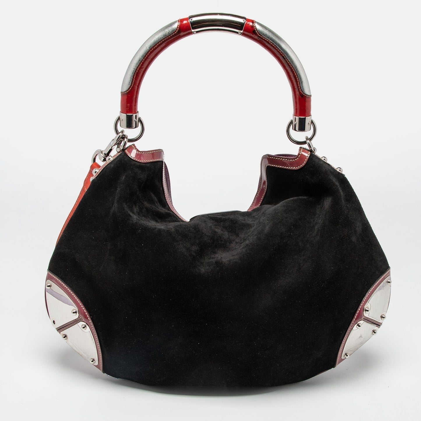 Gucci Black/Red Suede and Patent Leather Medium Babouska Indy Hobo