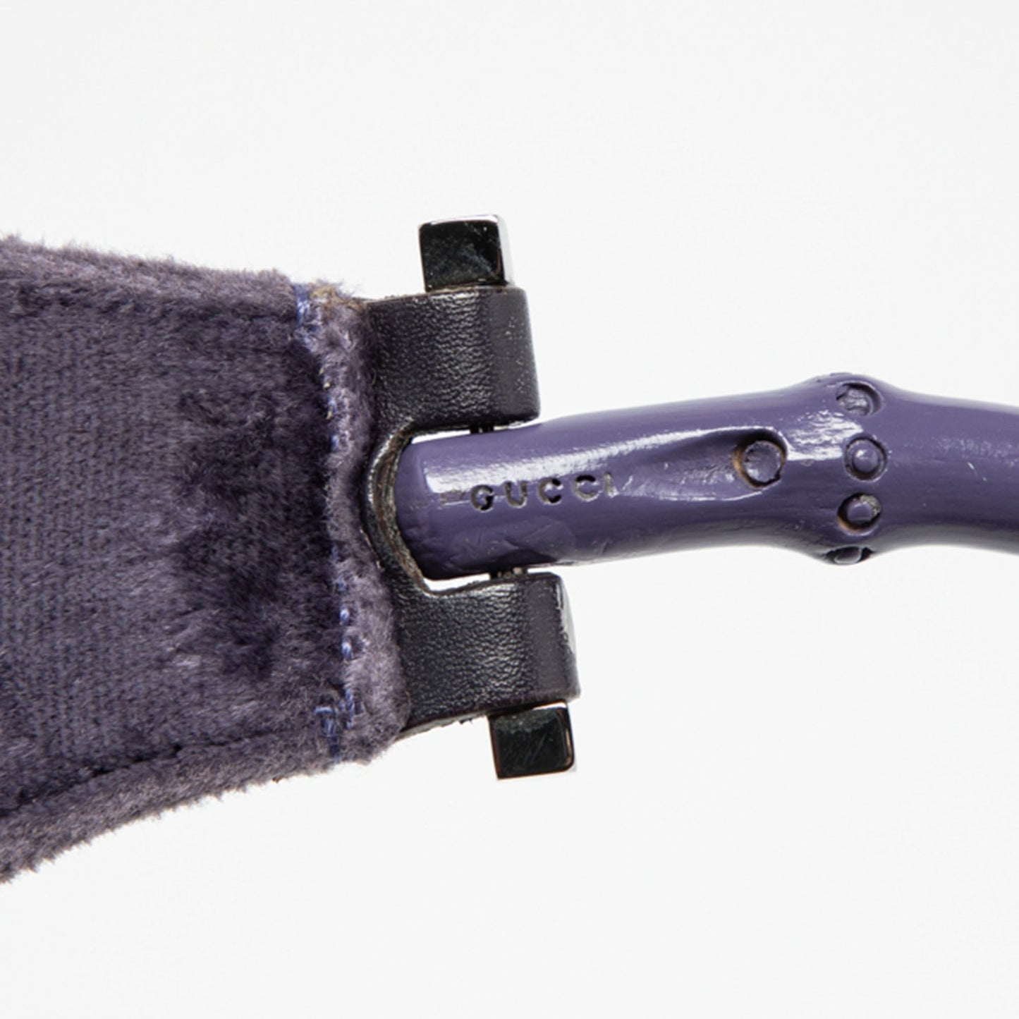 Gucci Purple Velvet Bamboo Top Handle Bag