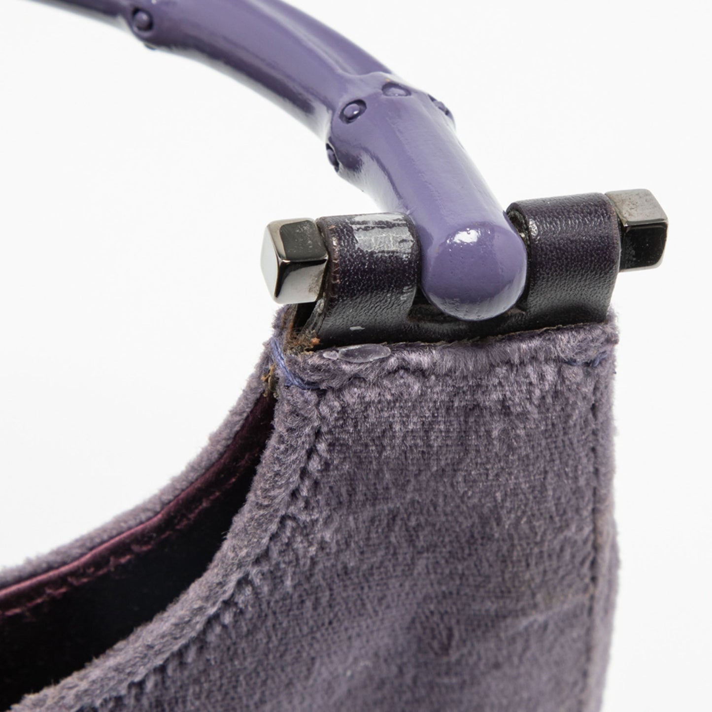 Gucci Purple Velvet Bamboo Top Handle Bag