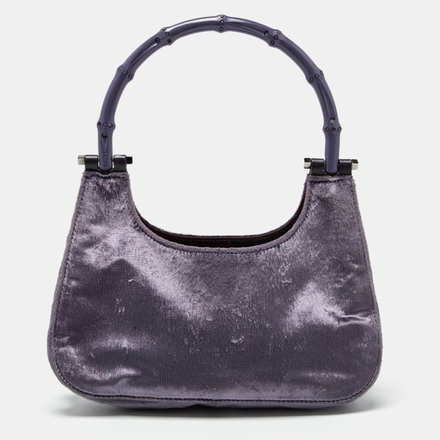 Gucci Purple Velvet Bamboo Top Handle Bag