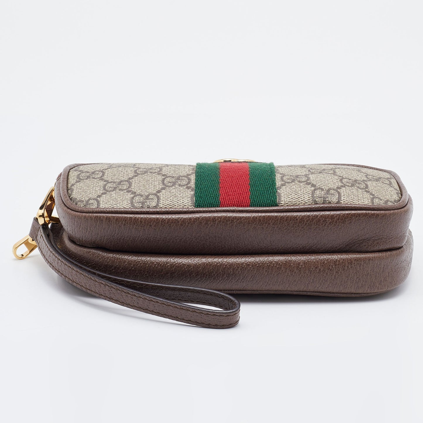 Gucci Beige/Brown GG Supreme Canvas and Leather Ophidia Wristlet