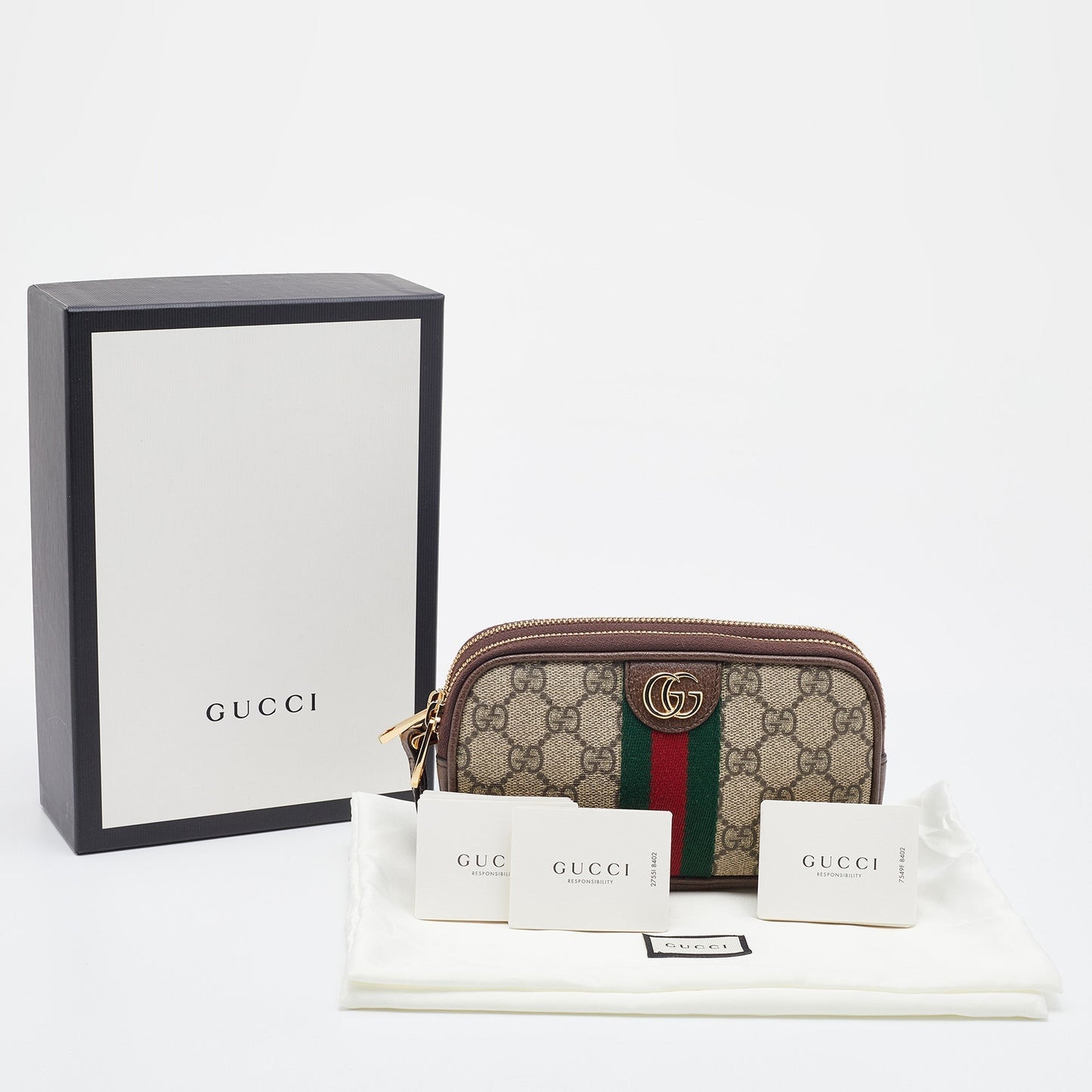 Gucci Beige/Brown GG Supreme Canvas and Leather Ophidia Wristlet