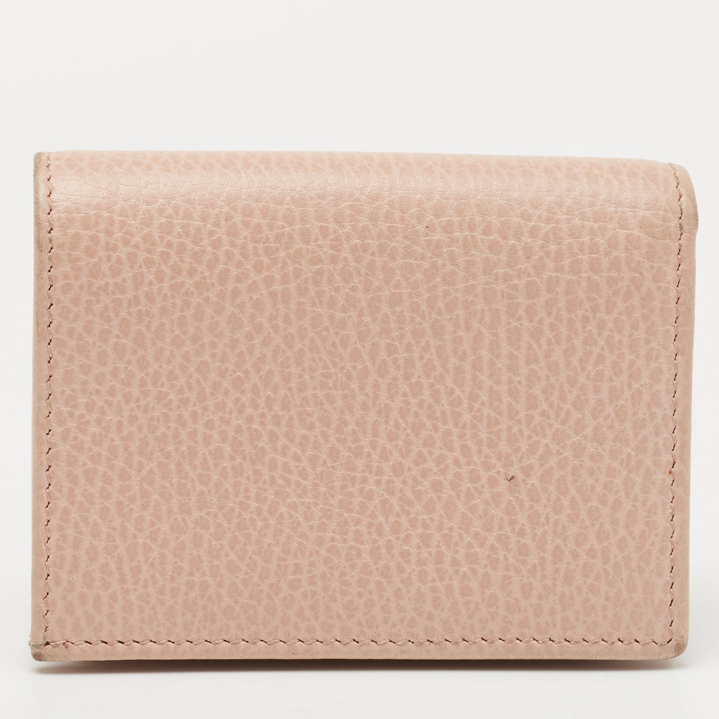 Gucci Light Pink Leather Butterfly Embellished Flap Card Case