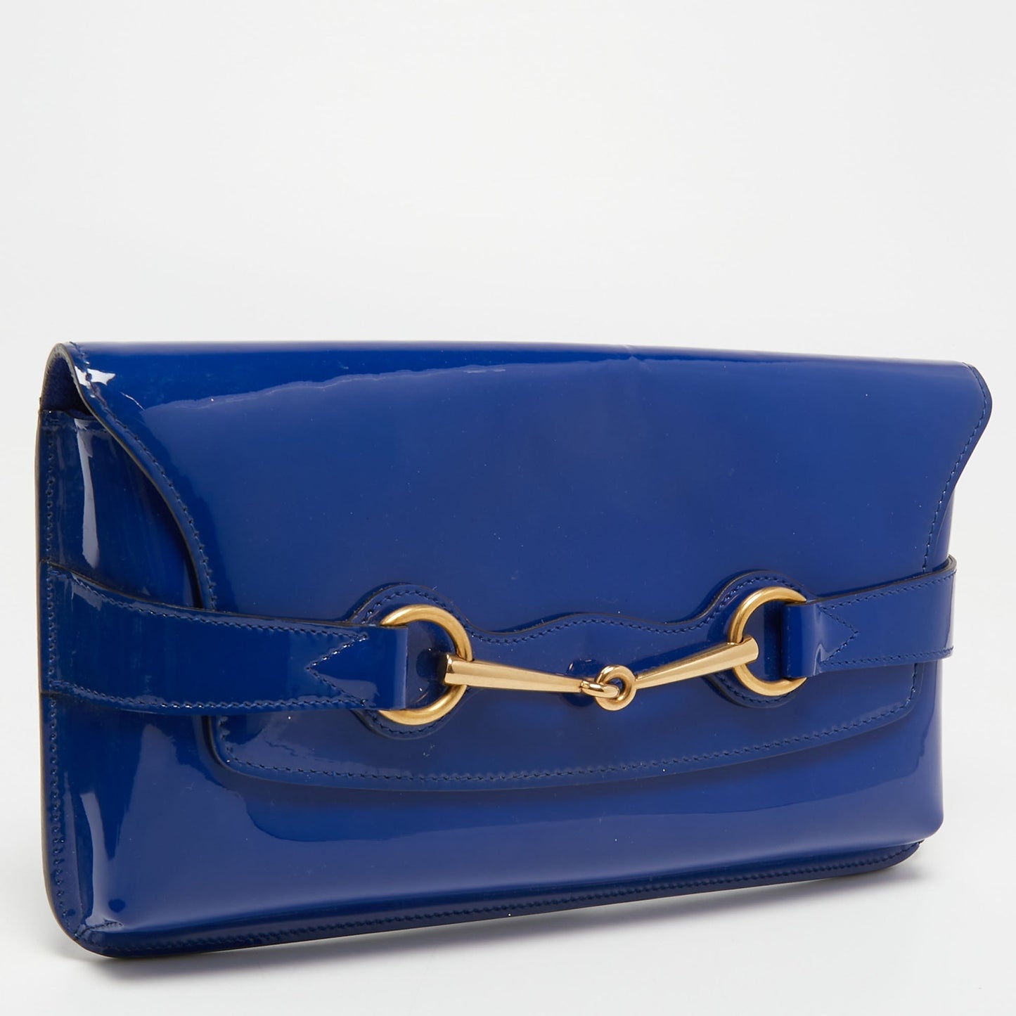 Gucci Royal Blue Patent Leather Bright Bit Clutch
