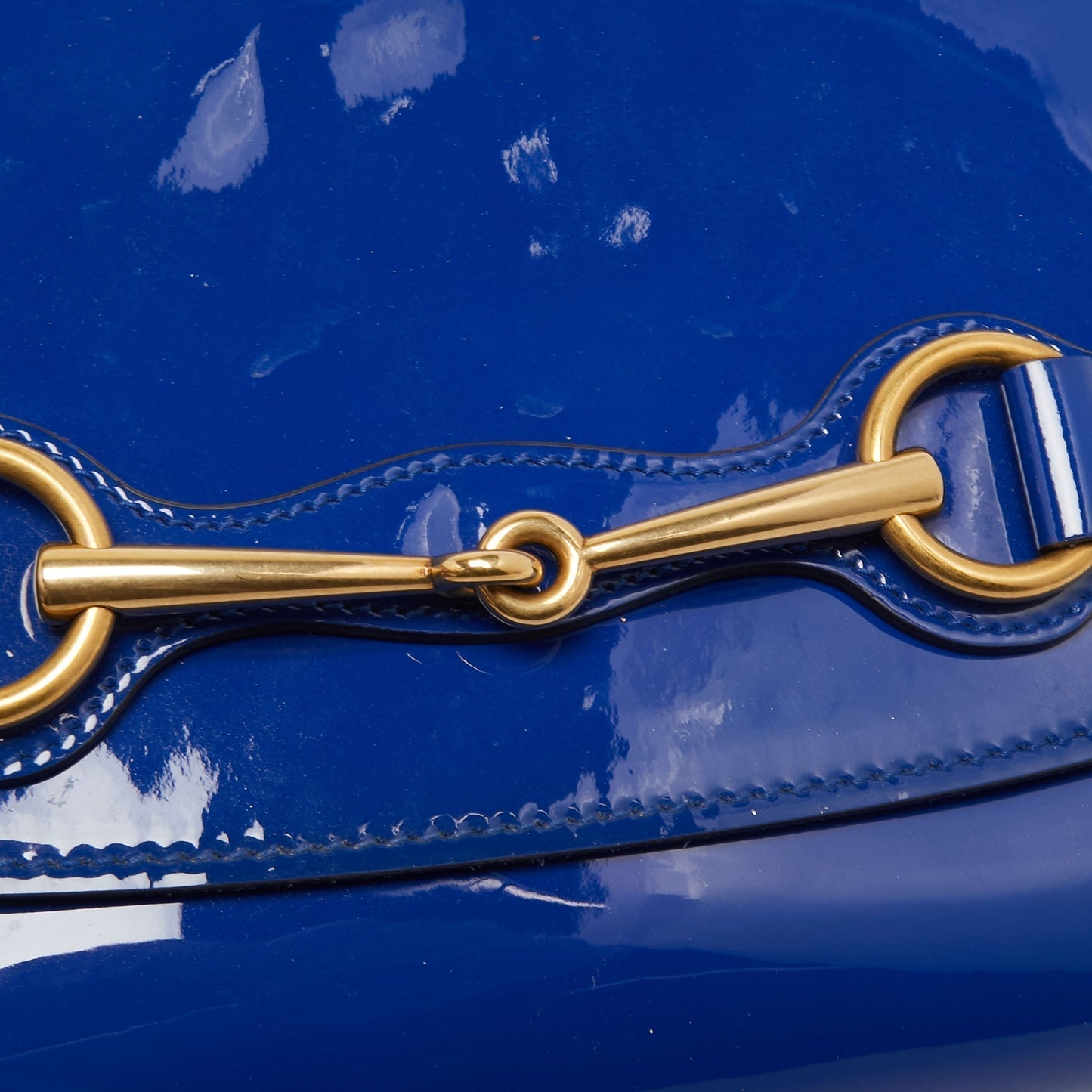 Gucci Royal Blue Patent Leather Bright Bit Clutch