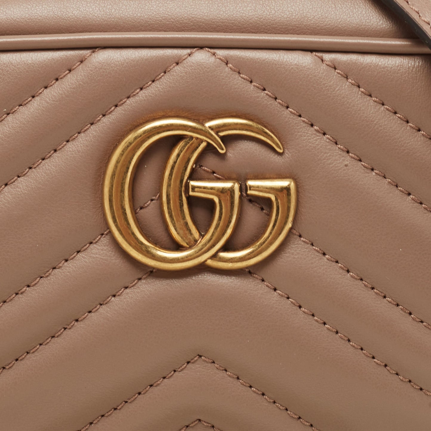 Gucci Beige Matelasse Leather Mini GG Marmont Camera Bag